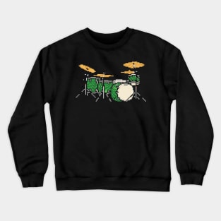 Pixel Green Sparkle Drums Crewneck Sweatshirt